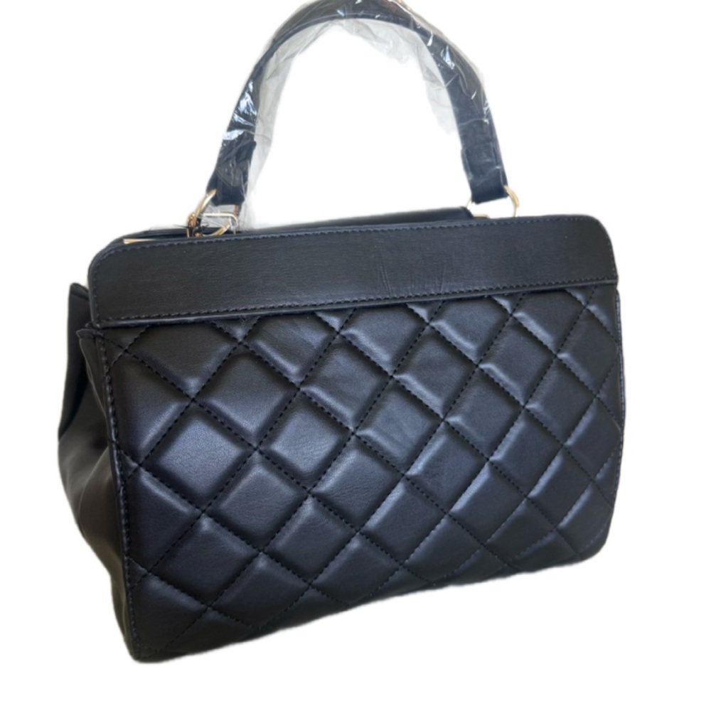 NWT Badgley Mischka Black Vegan Leather Quilted Bag